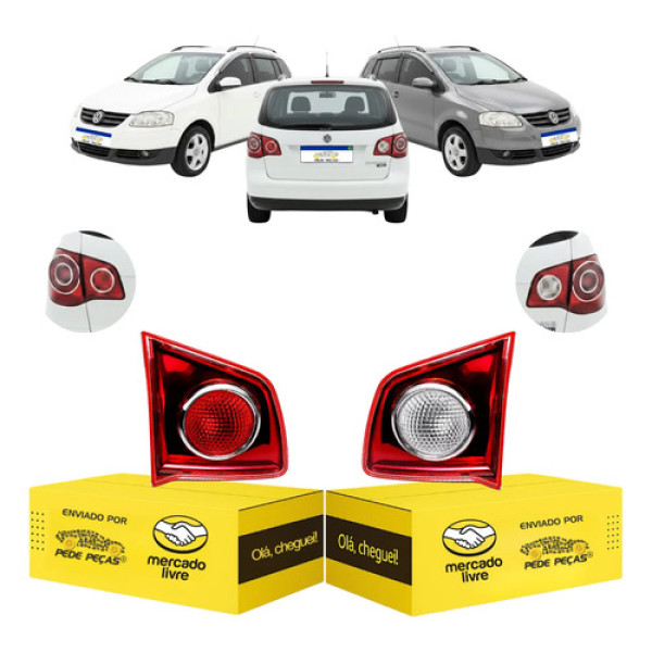 Par Lanterna Traseira Tampa Vw Spacefox 2006 A 2010 Vermelho Ambos Lados Vermelho Cristal