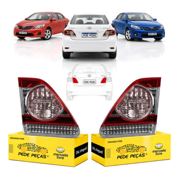 Par Lanterna Tampa Toyota Corolla 2012 2013 2014 Ré Rosa Ambos Lados Vermelho/rosa