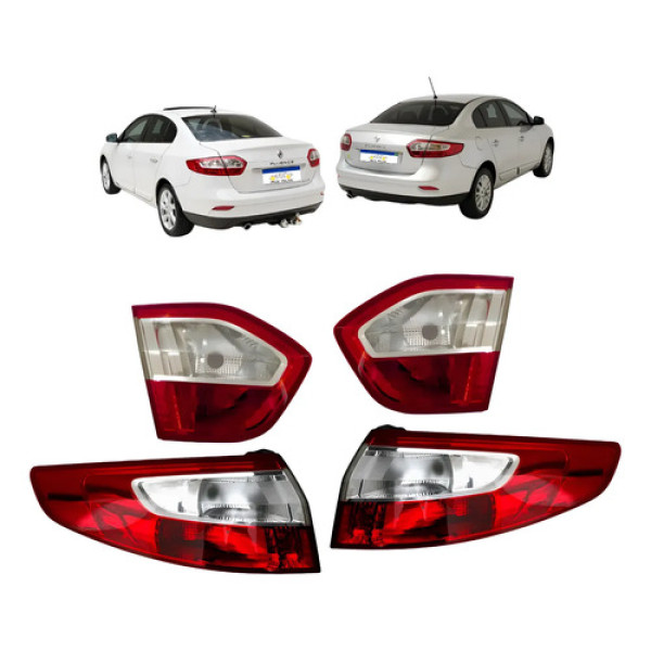 Lanternas Mala Canto Traseiras Fluence 2011 A 2016 Kit Novo