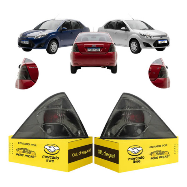 Par Lanterna Ford Fiesta Sedan 2011 2012 13 2014 Fume Novas Ambos Lados Fumê