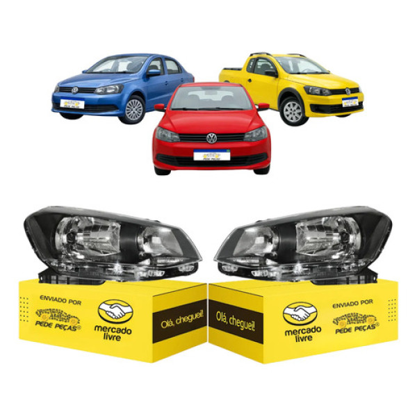 Par Farol Vw Gol Saveiro Voyage G6 2013 A 2016 Foco Simples Ambos Lados