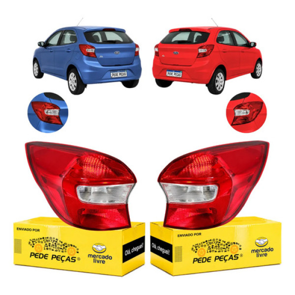 Par Lanterna Traseira Ford Ka Hatch S Sel 2015 A 2018 Novo Ambos Lados Vermelho
