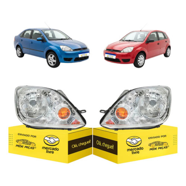 Farol Ford Fiesta 2003 2004 2005 2006 2007 Novo Par Direito