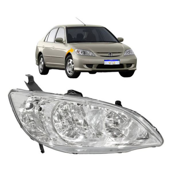 Farol Honda Civic 2004 2005 2006 Cromado Novo Ld Direito