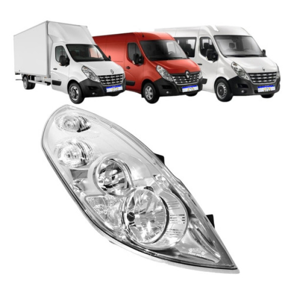 Farol Renault Master 2013 2014 2015 2016 A 2022 Cromado Ld Direito/passageiro