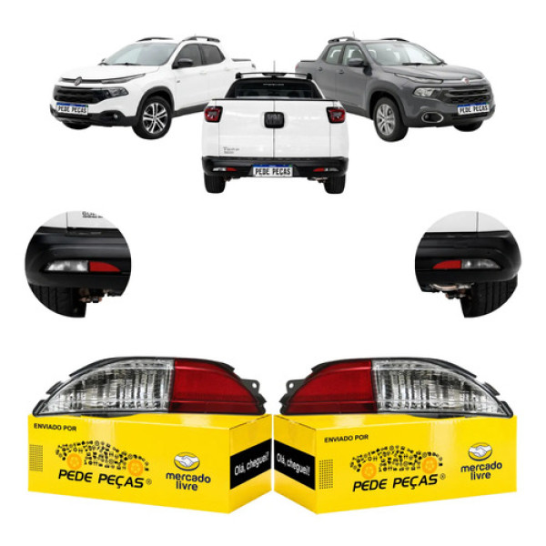 Par Refletor Lanterna Parachoque Fiat Toro 2016 17 18 A 2025 Vermelho Cristal