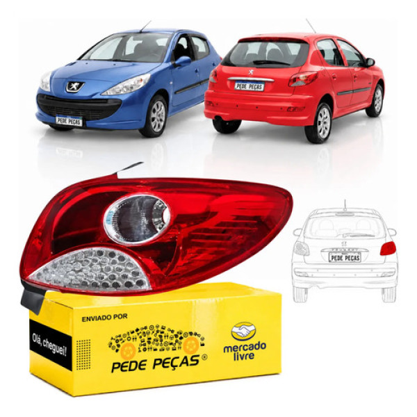 Lanterna Peugeot 207 Hatch 2008 2009 A 2015 Grade Cromada Ld Direito/passageiro Vermelho