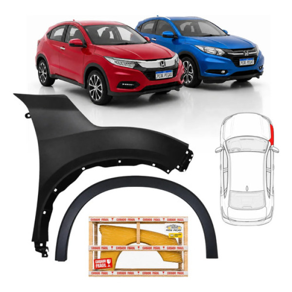 Kit Paralama + Moldura Honda Hrv 2015 2016 2017 A 2021 Ld