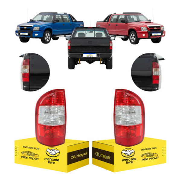 Par Lanterna Sinaleira Traseira Gm S10 2009 10 2011 Cristal Ambos Lados Vermelho Cristal