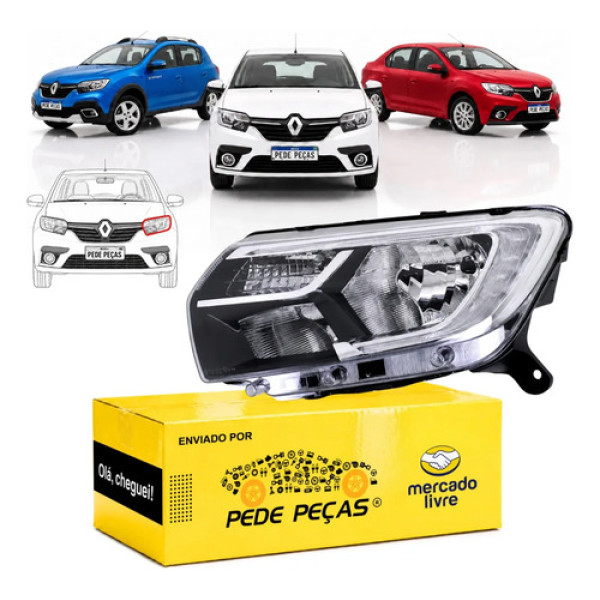 Farol Renault Sandero Logan 2020 2021 2022 2023 2024 Led