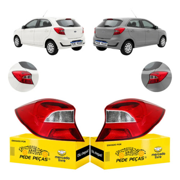 Par Sinaleira Traseira Ford Ka Hatch 2019 2020 2021 Cristal Ambos Lados Vermelho Cristal