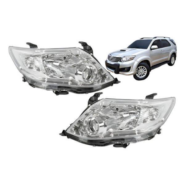 Par Farol Toyota Hilux Sw4 Cromado 2012 A 2015 Sem Xenon Direito