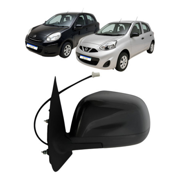 Retrovisor Eletrico Nissan March 2012 A 2020 Preto Liso Novo