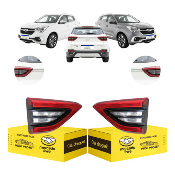 Par Lanterna Sinaleira Tampa Tiggo 5x 2019 2020 C/led Ambos Lados Vermelho