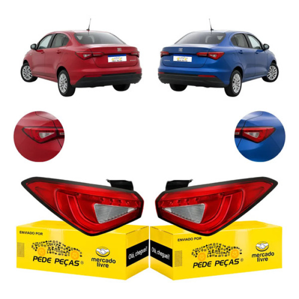 Par Lanterna Traseira Fiat Cronos 2018 A 2026 C/led Fumê Ambos Lados Vermelho