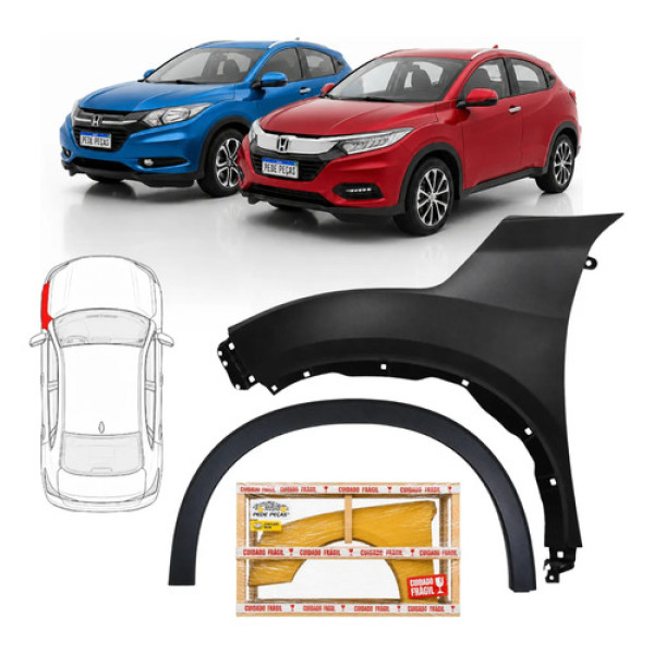 Kit Paralama + Moldura Honda Hrv 2015 2016 2017 A 2021 Le