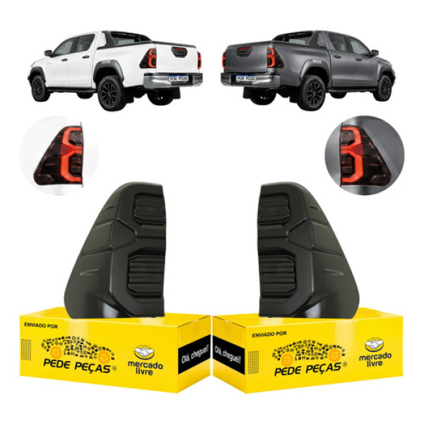 Par Sinaleira Traseira Toyota Hilux 2021 A 2026 Preta C/led Ambos Lados