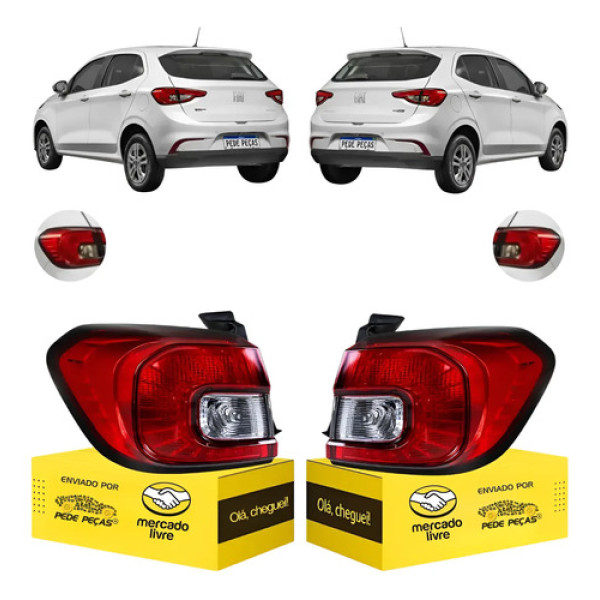 Par Lanterna Traseira Canto Fiat Argo 2018 2019 2020 A 2026 Ambos Lados Cristal