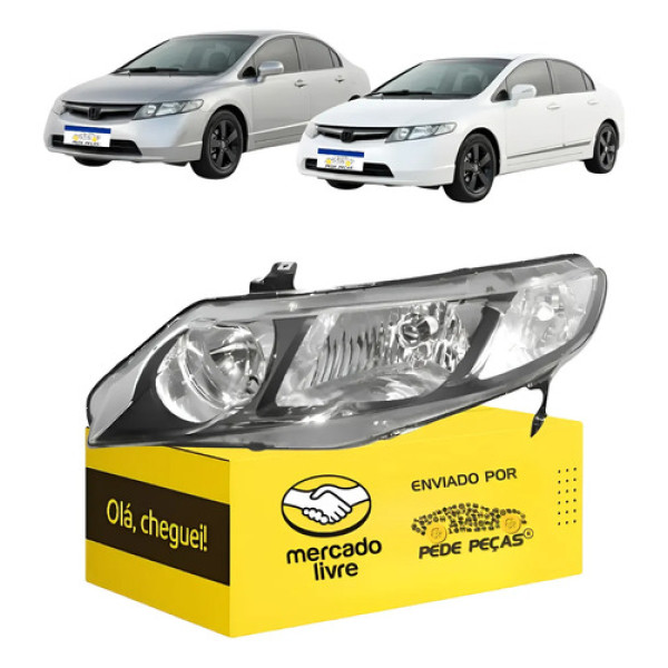 Farol New Civic 2007 2008 2009 2010 2011 Novo