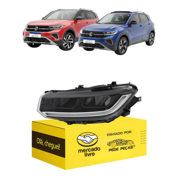 Farol Volkswagen T-cross 2025 2026 Com Reator Full Led Esquerdo/motorista
