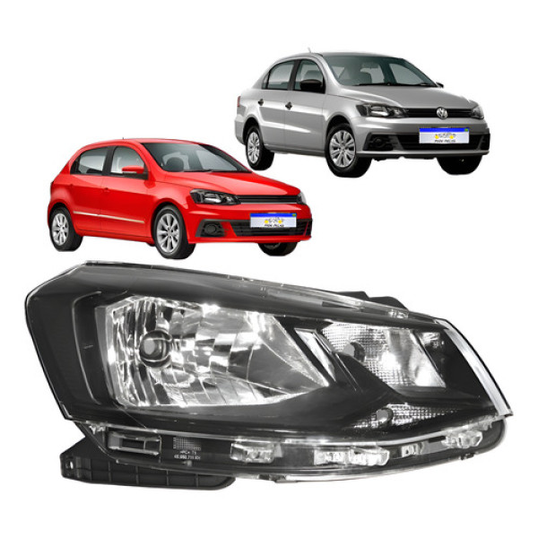 Farol Vw Gol Voyage G7 2017 2018 Friso Preto Ld Novo Direito