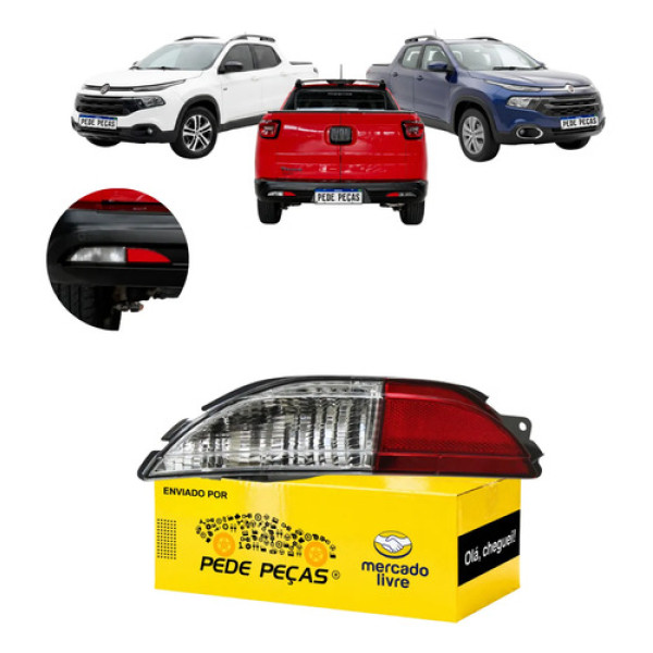 Refletor Lanterna Fiat Toro 2016 17 18 19 20 21 22 A 2025 Le Vermelho Cristal