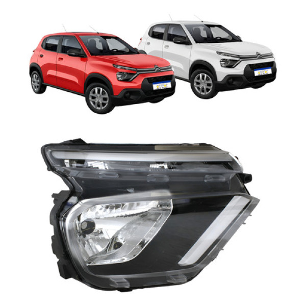 Farol Direito Citroen C3 Live Pack Feel 2022 A 2026 Sem Led Direito/passageiro