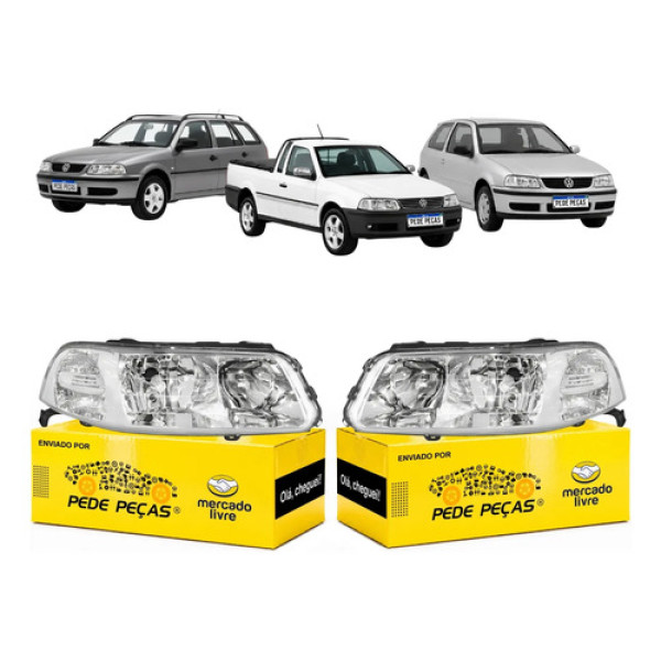Par Farol Vw Gol Saveiro Parati 2000 01 02 A 2005 Foco Duplo Ambos Lados