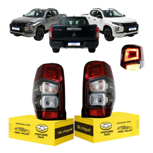 Par Sinaleira L200 Triton 2021 2022 2023 2024 2025 S/led Ambos Lados Tricolor