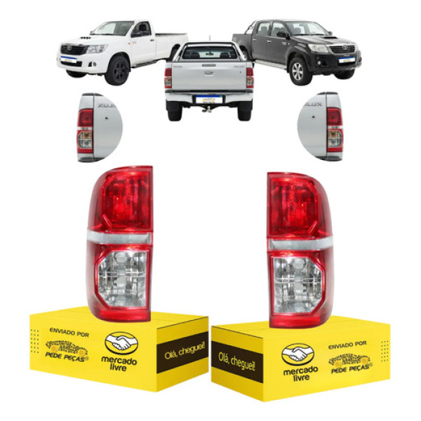 Par Lanterna Hilux 06 07 08 09 10 11 2012 2013 2014 2015 Ambos Lados Cristal
