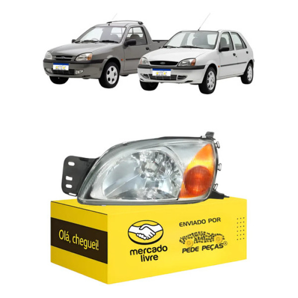 Farol Fiesta Courier 2000 2001 2002 2003 2004 2005 A 13 L.e Esquerdo