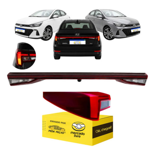 Par Lanterna Canto Tampa Hb20 Sedan 2023 24 25 2026 C/led Le Esquerdo/motorista Vermelho Cristal