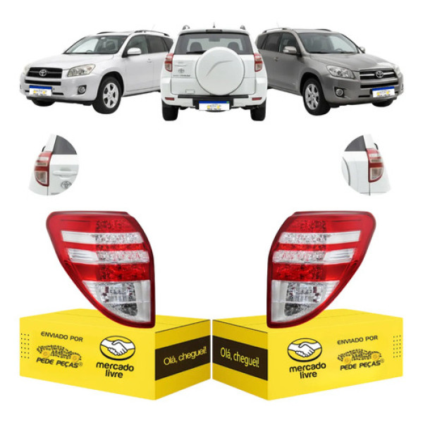 Lanterna Toyota Rav4 2009 2010 2011 2012 C/led Nova Par Ambos Lados Cristal