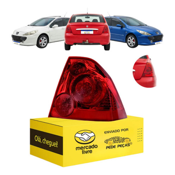 Lanterna Peugeot 307 Sedan 2007 2008 2009 2010 2011 2012 Ld Direito/passageiro Vermelho