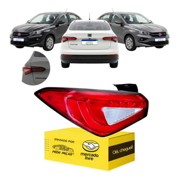 Sinaleira Traseira Fiat Cronos 2018 A 2026 C/led Cristal Le Esquerdo Vermelho