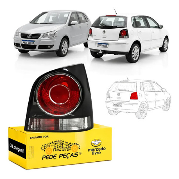 Lanterna Traseira Vw Polo Hatch 2007 08 09 10 A 2014 Fumê Ld Direito/passageiro Fumê