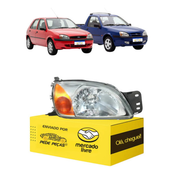 Farol Direito Fiesta Courier 2000 01 02 03 04 05 06 07 A 13 Direito/passageiro