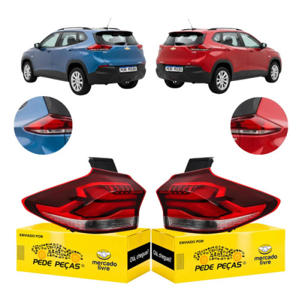 Par Lanterna Sinaleira Canto Gm Tracker 2020 21 A 2025 C/led Ambos Lados Vermelho Cristal