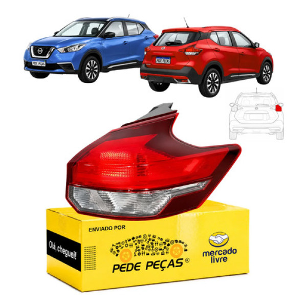 Sinaleira Traseira Nissan Kicks 2017 A 2021 Sv Sl Active Ld Direito/passageiro Vermelho