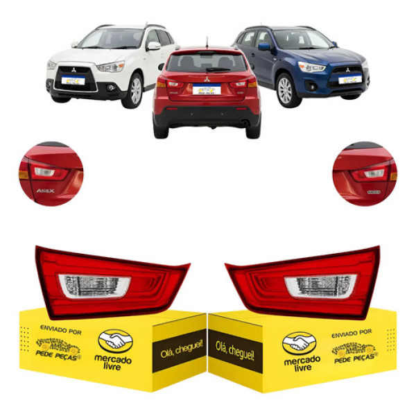 Par Lanternas Tampa Mitsubishi Asx 2010 2011 2012 13 A 2022 Ambos Lados Cristal