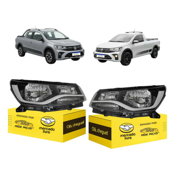 Par Farol Vw Saveiro G9 Extreme Trendline 2024 25 2026 Novo Ambos Lados