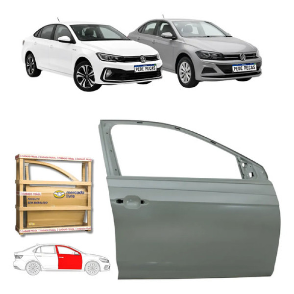 Porta Dianteira Direita Volkswagen Virtus 2017 18 19 A 2026 Dianteira Direito Cinza Para Pintura