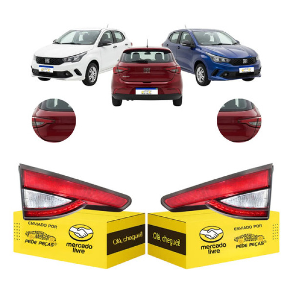 Par Lanterna Tampa Fiat Argo 2018 19 20 21 22 A 2026 Cristal Ambos Lados Vermelho