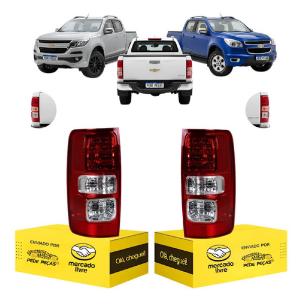 Par Lanterna Traseira Chevrolet S10 2012 13 14 15 16 A 2024 Ambos Lados Vermelho Cristal