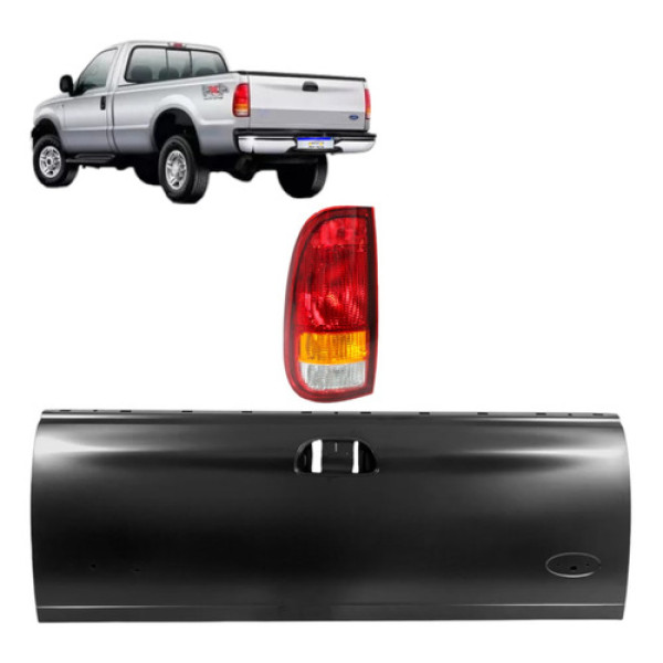 Kit Tampa E Lanterna L.e F-250 F-350 F-4000 Ford 1999 A 2011 Preto
