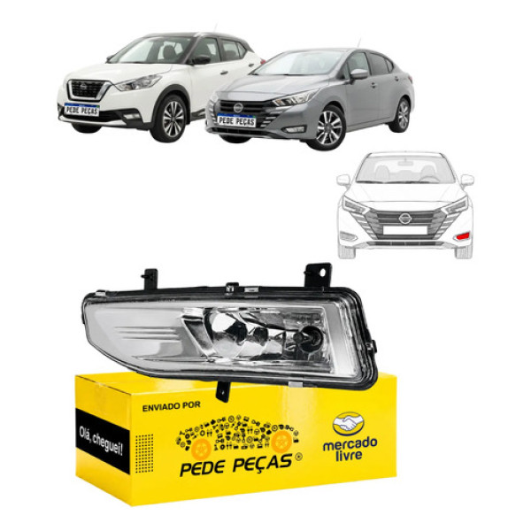 Farol Milha Esquerdo Nissan Kicks 2017 A 21 Versa 22 A 2026 Cristal