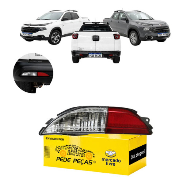 Refletor Lanterna Parachoque Fiat Toro 2016 17 18 A 2025 Le Vermelho Cristal