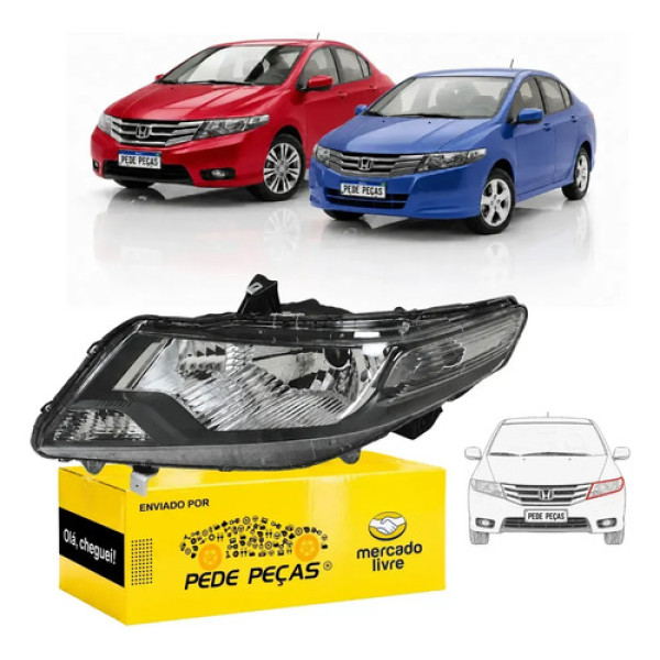 Farol Honda City 2009 2010 A 2015 C/regulagem Elétrica Le Esquerdo/motorista