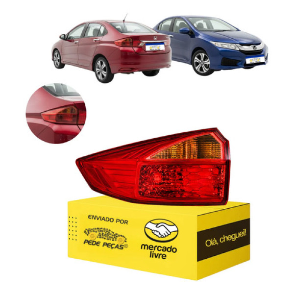 Lanterna Canto Esquerdo Honda City 2015 2016 2017 Esquerdo/motorista Vermelho Âmbar