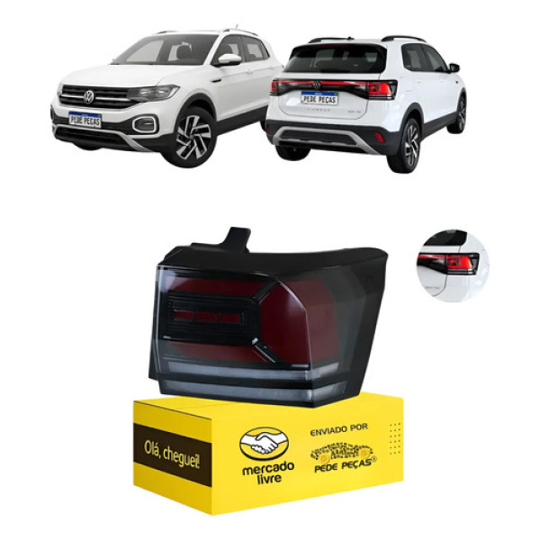 Lanterna Traseira Direita Vw T-cross 2025 2026 2027 Com Led Direito/passageiro Vermelho